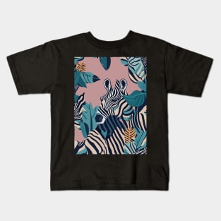 Modern  Savanna Wild Animal Zebra Stripes Pattern Kids T-Shirt